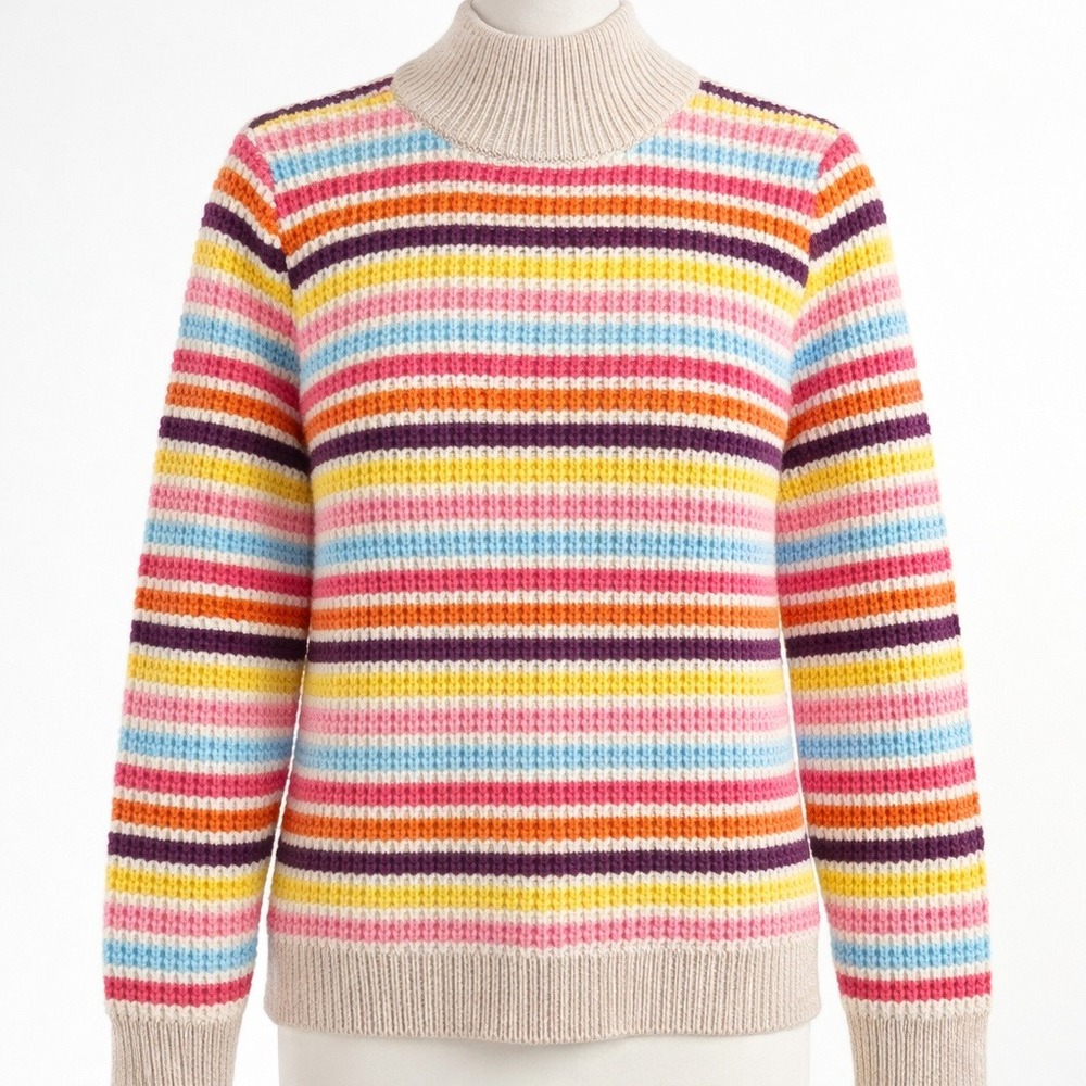 Talbots Y2K Twee‎ Striped Sweater Size M Petite Multicolor Cottagecore Rainbow